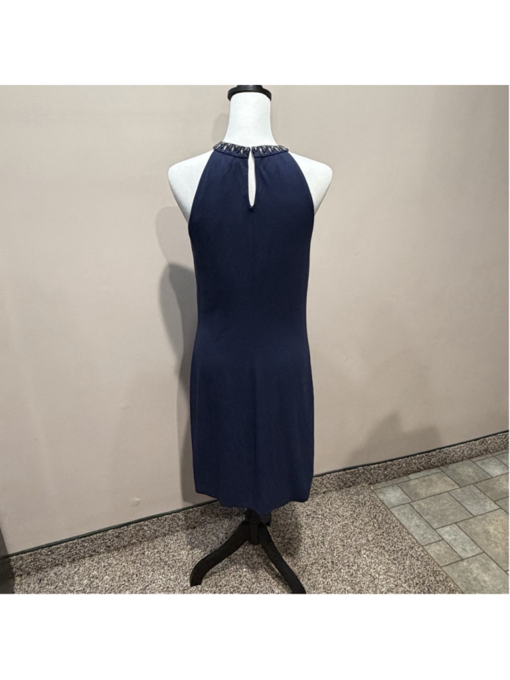 New Tommy Bahama Jersey Halter Dress M Blue Beach Cruise Resort Travel Coastal - Picture 3 of 12